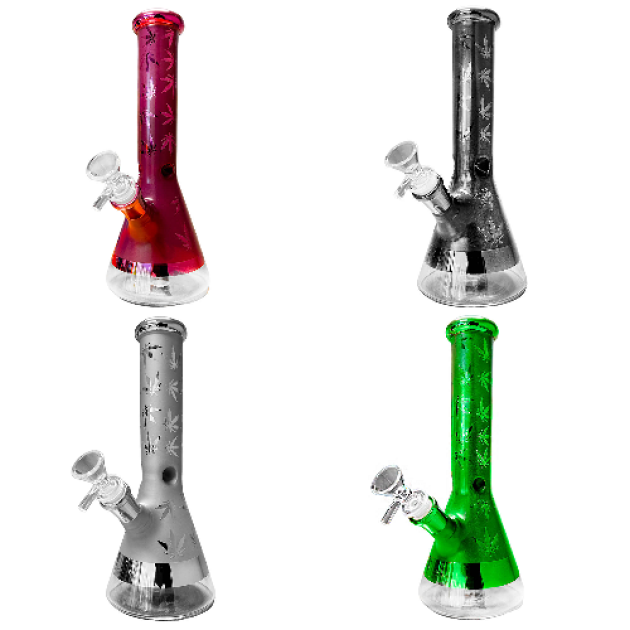 Weed Leaves Glass Bong 25cm